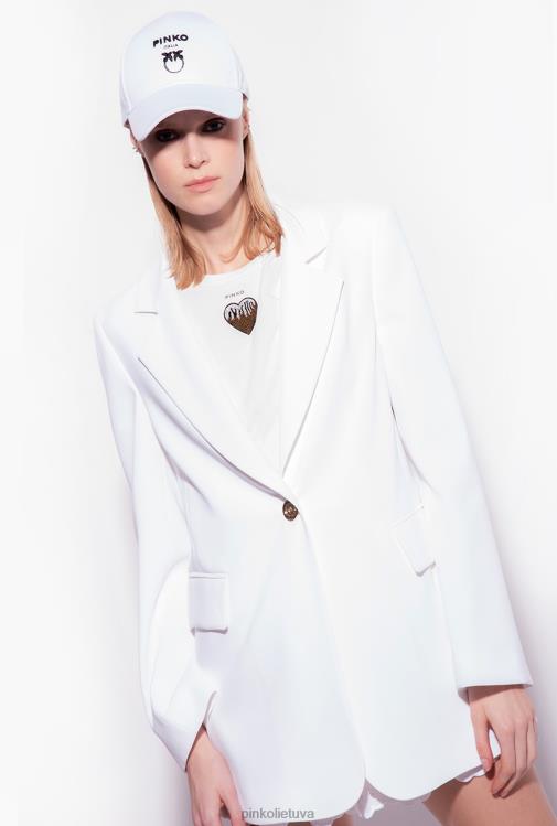 marškinėliai | DH06P446 marškinėliai su širdelės siuvinėjimu Pinko šilko baltumo