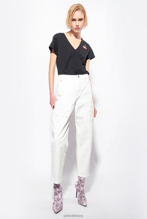 marškinėliai | DH06P454 marškinėliai su vyšnių siuvinėjimu Pinko limuzinas juodas