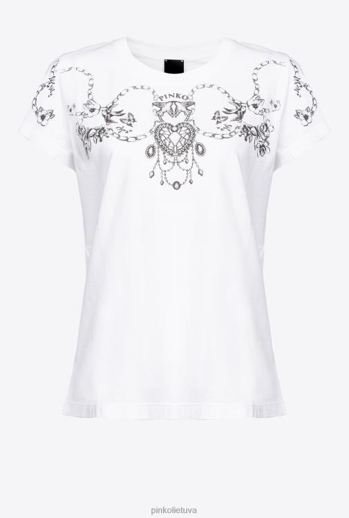 marškinėliai | DH06P455 marškinėliai su tatuiruotėmis Pinko ryškiai balta