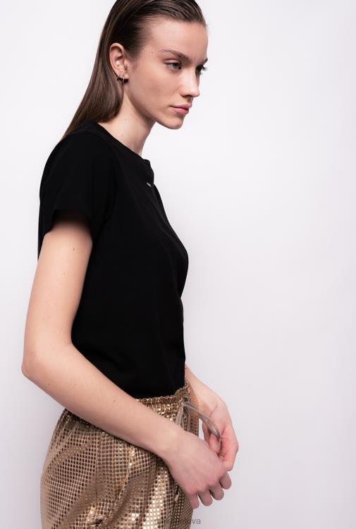 marškinėliai | DH06P485 marškinėliai su mikro Pinko limuzinas juodas