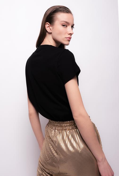 marškinėliai | DH06P485 marškinėliai su mikro Pinko limuzinas juodas