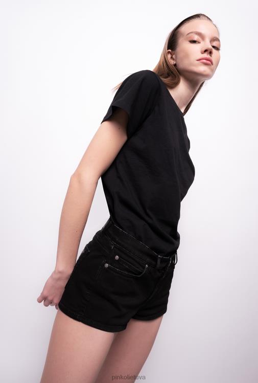 marškinėliai | DH06P494 marškinėliai su mini meilės paukščių siuvinėjimais Pinko limuzinas juodas