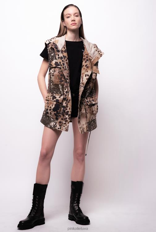 marškinėliai | DH06P494 marškinėliai su mini meilės paukščių siuvinėjimais Pinko limuzinas juodas