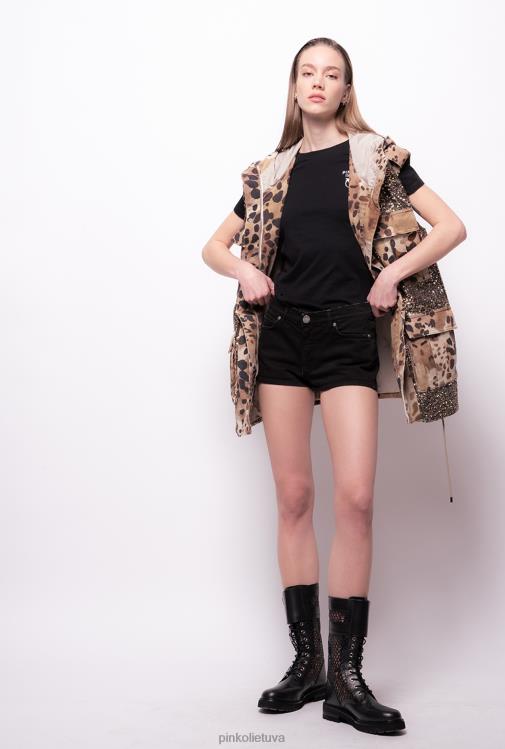 marškinėliai | DH06P494 marškinėliai su mini meilės paukščių siuvinėjimais Pinko limuzinas juodas