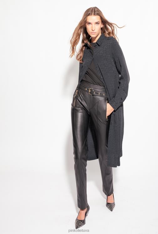 marškiniai | DH06P165 žakardo marškinių suknelė su logotipu Pinko limuzinas juodas