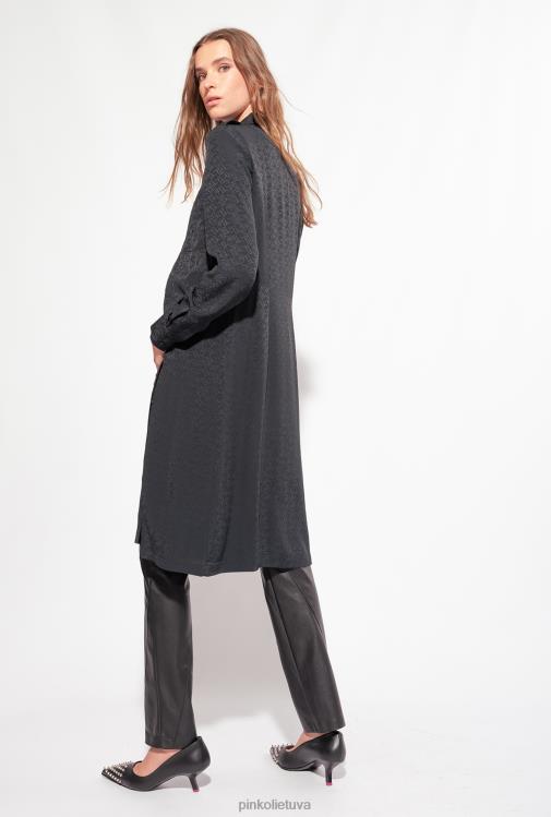 marškiniai | DH06P165 žakardo marškinių suknelė su logotipu Pinko limuzinas juodas