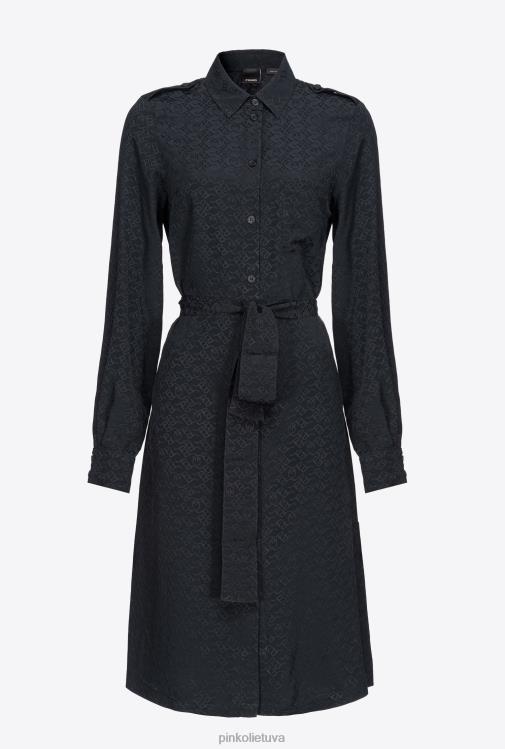 marškiniai | DH06P165 žakardo marškinių suknelė su logotipu Pinko limuzinas juodas