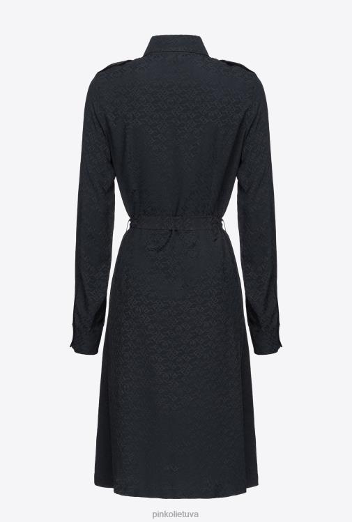 marškiniai | DH06P165 žakardo marškinių suknelė su logotipu Pinko limuzinas juodas