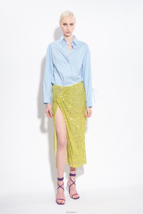 marškiniai | DH06P227 poplino marškinėliai su smulkiomis juostelėmis Pinko žydra/balta