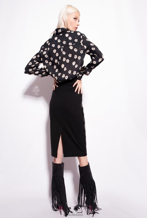 marškiniai | DH06P229 grafiniai gėlėti marškiniai Pinko juoda/ekru