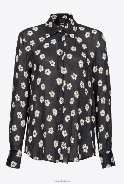 marškiniai | DH06P229 grafiniai gėlėti marškiniai Pinko juoda/ekru