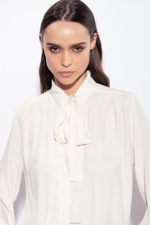 marškiniai | DH06P231 šilko mišinio pūlingi marškinėliai Pinko rožinis dūmas baltas