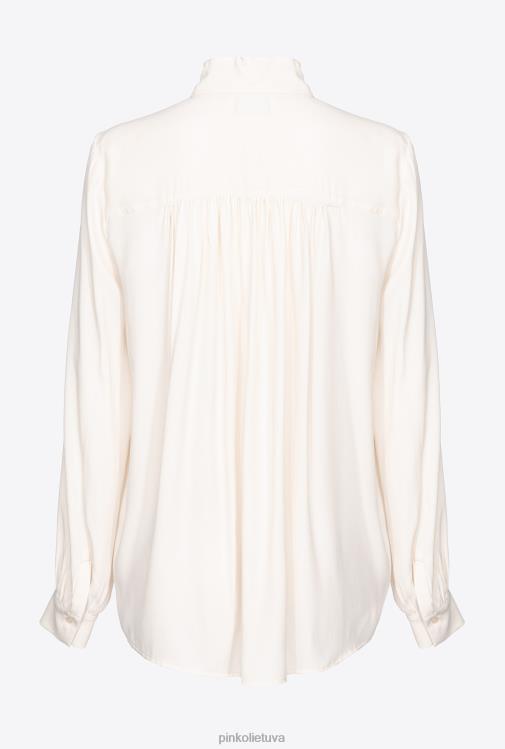 marškiniai | DH06P231 šilko mišinio pūlingi marškinėliai Pinko rožinis dūmas baltas