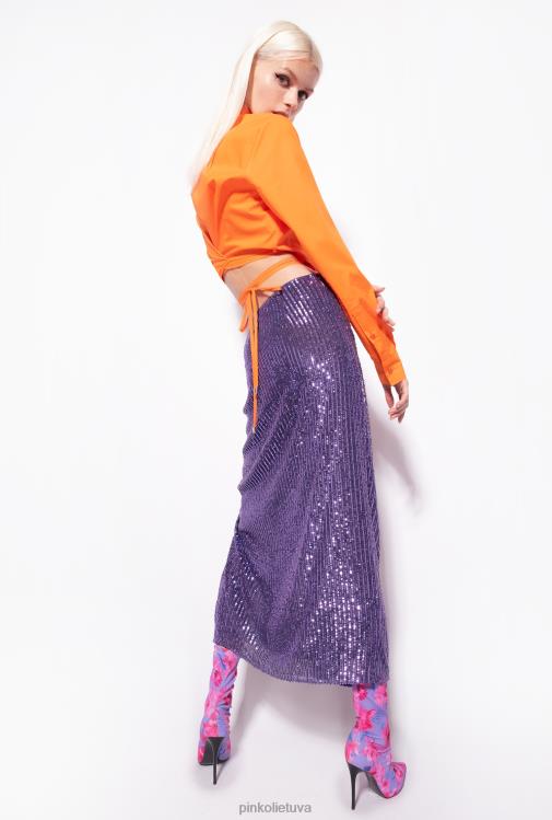 marškiniai | DH06P233 apkarpyti poplino marškiniai Pinko ryškiai oranžinė