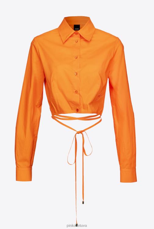 marškiniai | DH06P233 apkarpyti poplino marškiniai Pinko ryškiai oranžinė