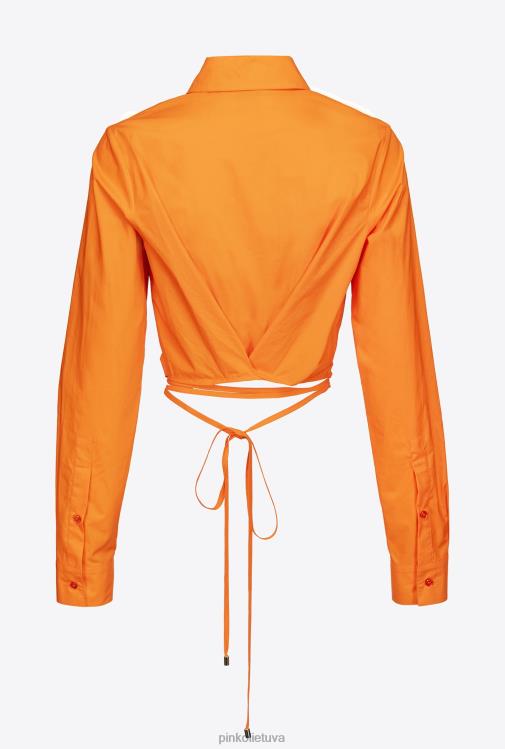 marškiniai | DH06P233 apkarpyti poplino marškiniai Pinko ryškiai oranžinė