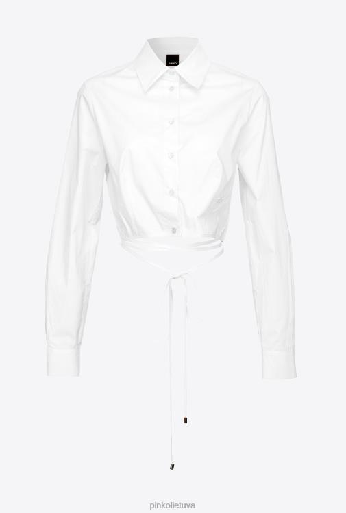 marškiniai | DH06P234 apkarpyti poplino marškiniai Pinko ryškiai balta
