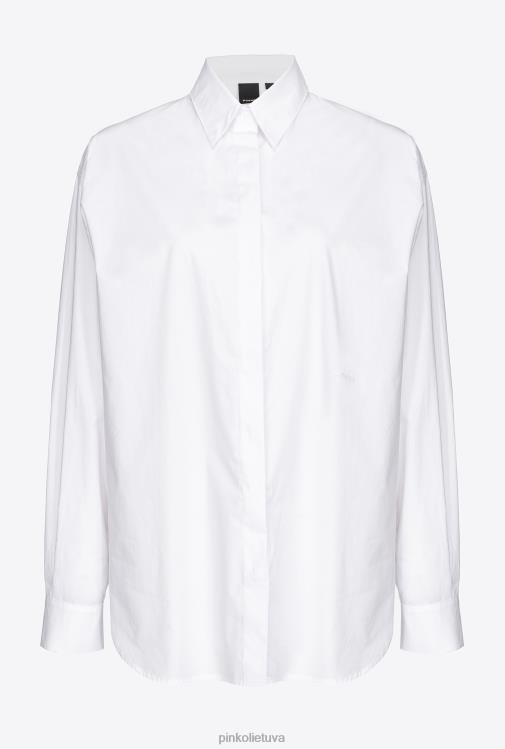 marškiniai | DH06P236 per dideli siuvinėti marškiniai Pinko ryškiai balta
