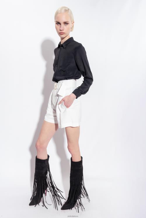 marškiniai | DH06P239 šilko mišinio marškiniai su kišene prie krūtinės Pinko limuzinas juodas