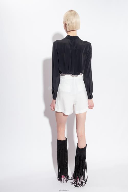 marškiniai | DH06P239 šilko mišinio marškiniai su kišene prie krūtinės Pinko limuzinas juodas