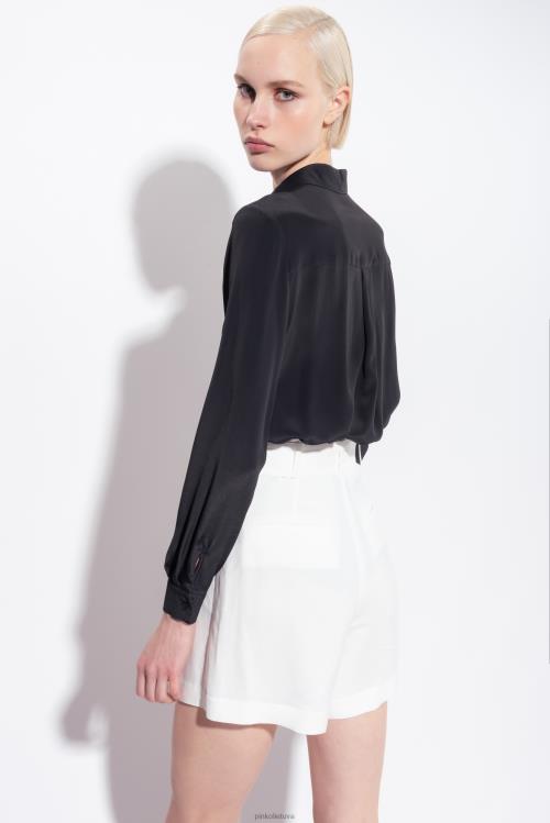 marškiniai | DH06P239 šilko mišinio marškiniai su kišene prie krūtinės Pinko limuzinas juodas