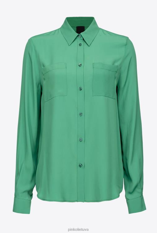 marškiniai | DH06P240 šilko mišinio marškiniai su kišene prie krūtinės Pinko amazonė