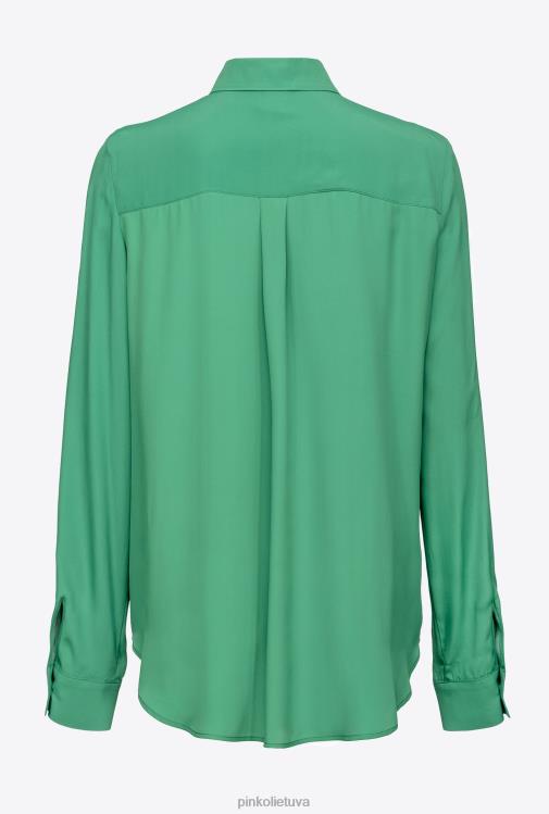 marškiniai | DH06P240 šilko mišinio marškiniai su kišene prie krūtinės Pinko amazonė