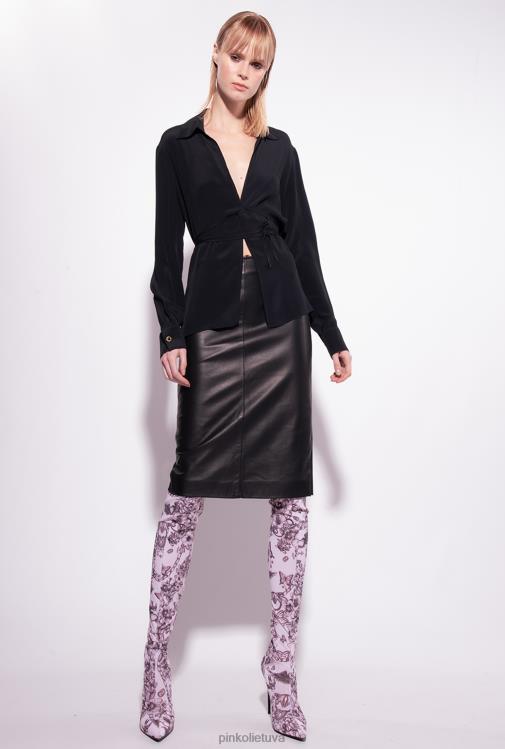 marškiniai | DH06P250 šilko mišinio marškiniai su kaklaraiščiu Pinko limuzinas juodas