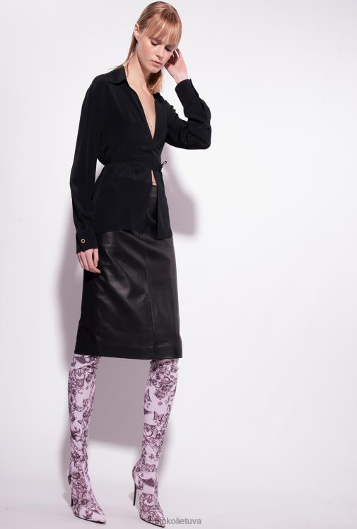 marškiniai | DH06P250 šilko mišinio marškiniai su kaklaraiščiu Pinko limuzinas juodas