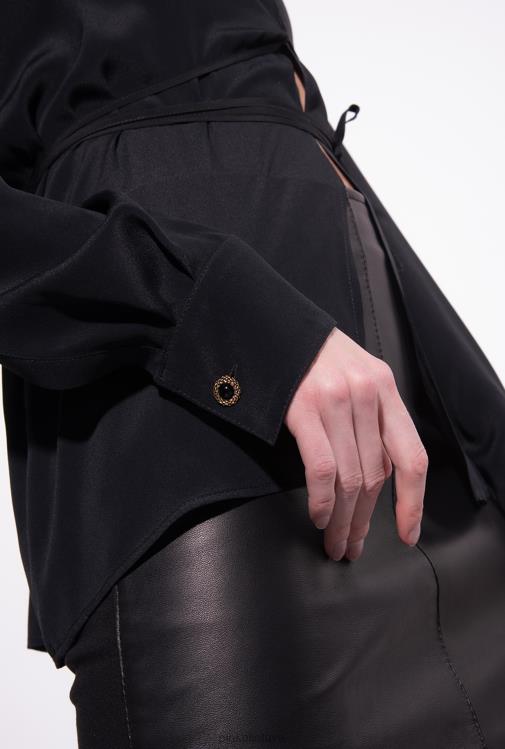 marškiniai | DH06P250 šilko mišinio marškiniai su kaklaraiščiu Pinko limuzinas juodas