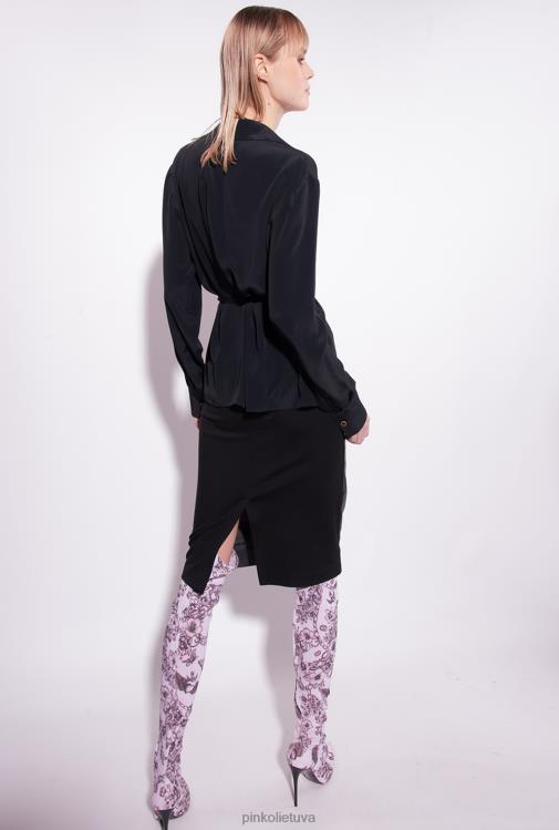 marškiniai | DH06P250 šilko mišinio marškiniai su kaklaraiščiu Pinko limuzinas juodas