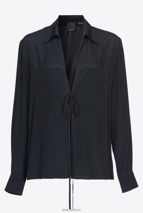 marškiniai | DH06P250 šilko mišinio marškiniai su kaklaraiščiu Pinko limuzinas juodas