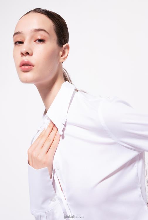 marškiniai | DH06P251 poplino krūtinės marškinėliai Pinko ryškiai balta