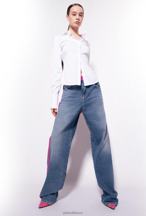 marškiniai | DH06P251 poplino krūtinės marškinėliai Pinko ryškiai balta