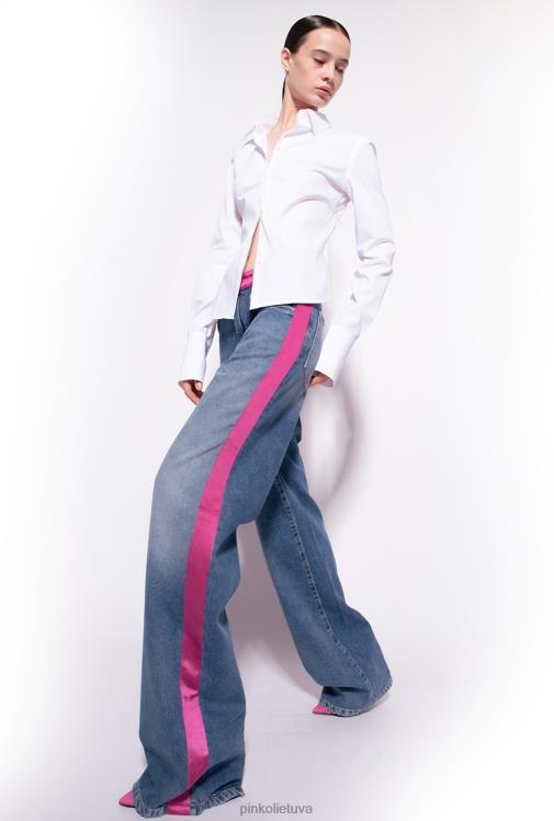 marškiniai | DH06P251 poplino krūtinės marškinėliai Pinko ryškiai balta