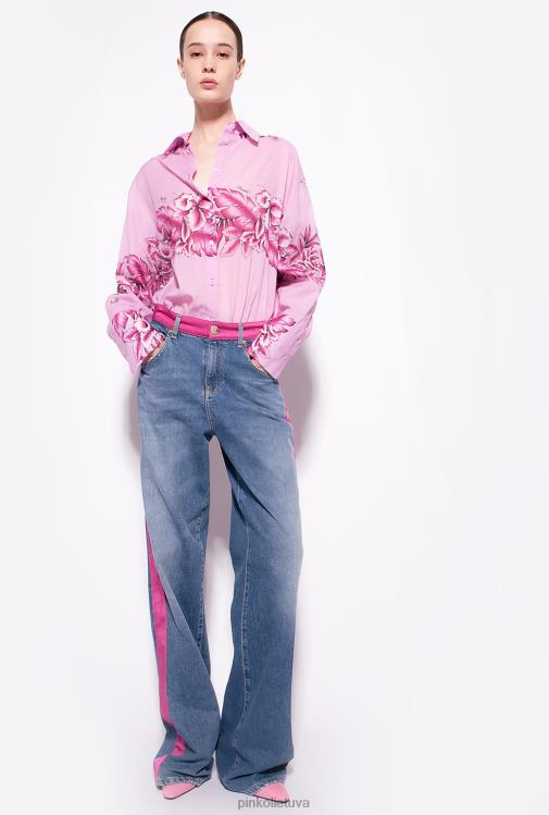 marškiniai | DH06P252 ilgi tropinio rašto marškiniai Pinko vakaro lietus