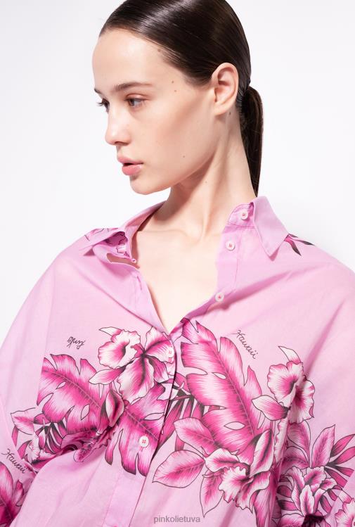 marškiniai | DH06P252 ilgi tropinio rašto marškiniai Pinko vakaro lietus