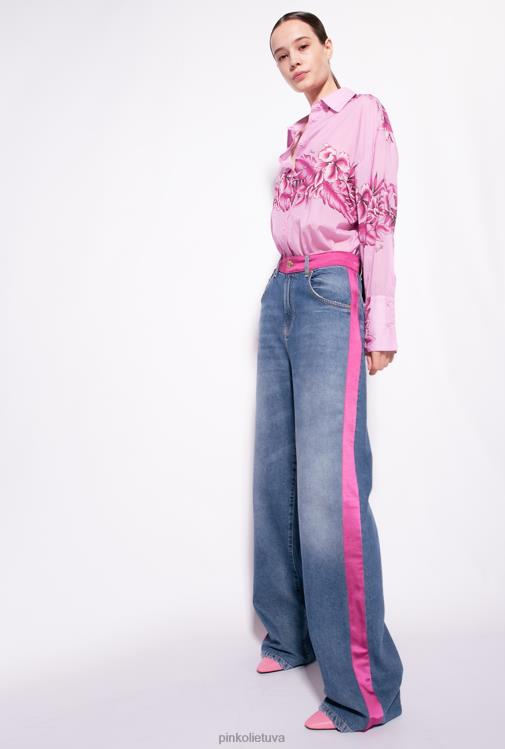 marškiniai | DH06P252 ilgi tropinio rašto marškiniai Pinko vakaro lietus