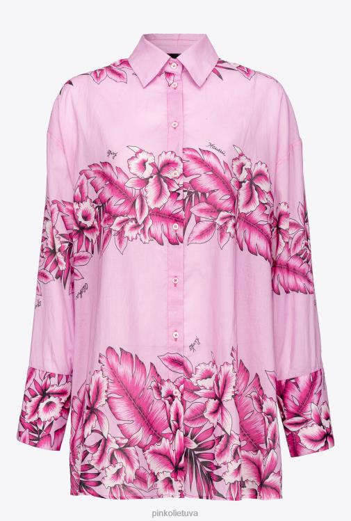 marškiniai | DH06P252 ilgi tropinio rašto marškiniai Pinko vakaro lietus