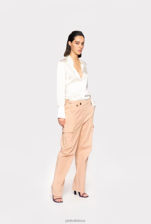 marškiniai | DH06P255 šilko satino marškiniai Pinko sniego baltumo