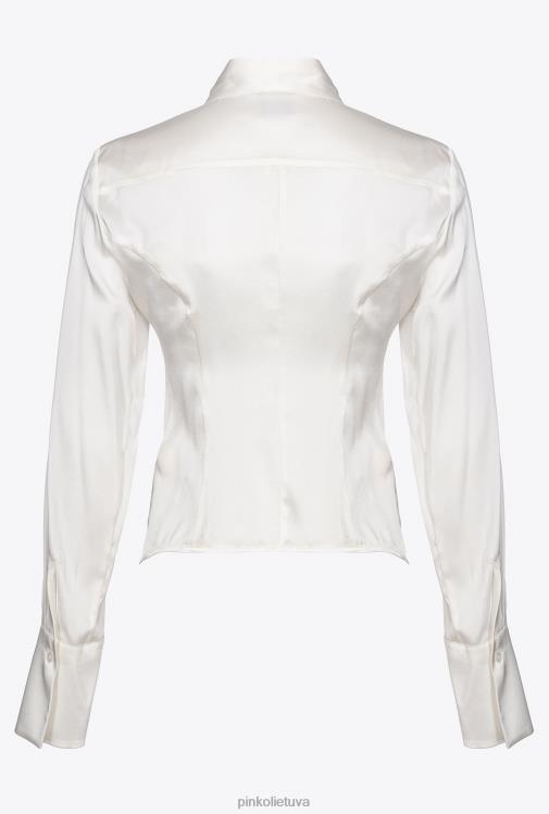 marškiniai | DH06P255 šilko satino marškiniai Pinko sniego baltumo