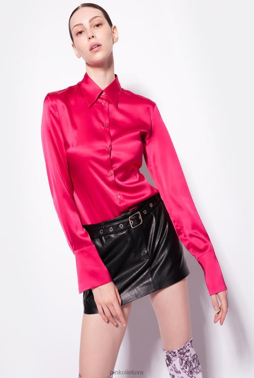 marškiniai | DH06P256 šilko satino marškiniai Pinko rausvai rožinė