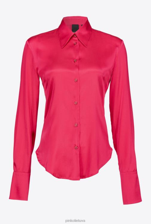 marškiniai | DH06P256 šilko satino marškiniai Pinko rausvai rožinė