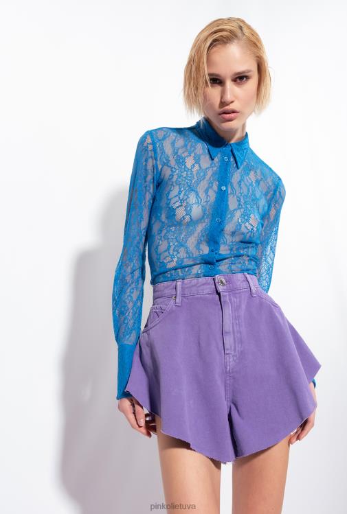 marškiniai | DH06P262 gėlėti nėriniuoti marškiniai Pinko direktorius mėlynas