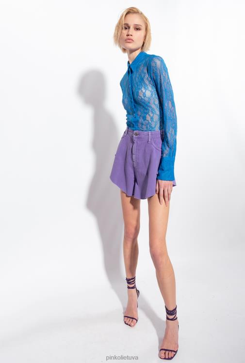 marškiniai | DH06P262 gėlėti nėriniuoti marškiniai Pinko direktorius mėlynas