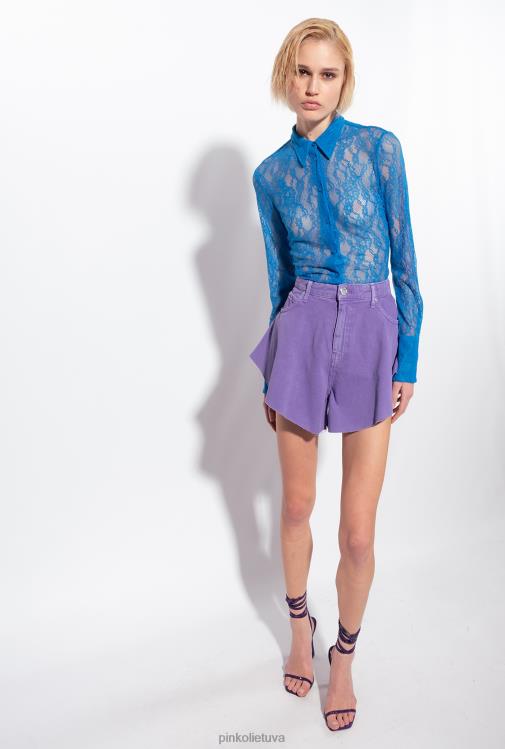 marškiniai | DH06P262 gėlėti nėriniuoti marškiniai Pinko direktorius mėlynas