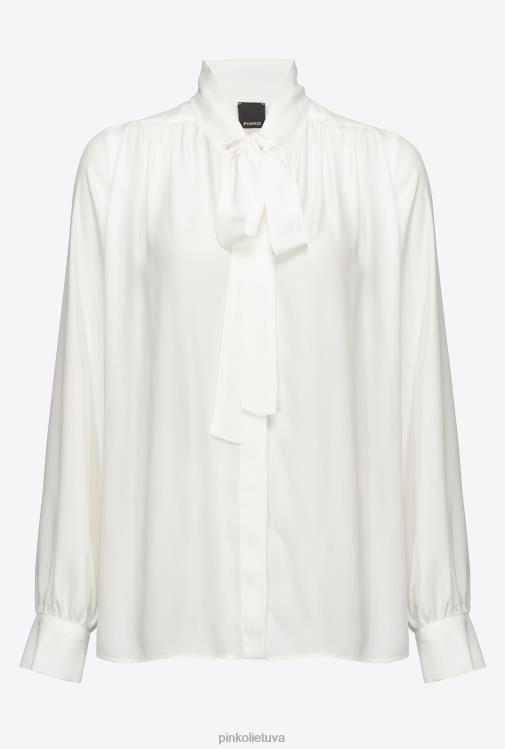 marškiniai | DH06P267 šilko mišinio pūlingi marškinėliai Pinko sniego baltumo