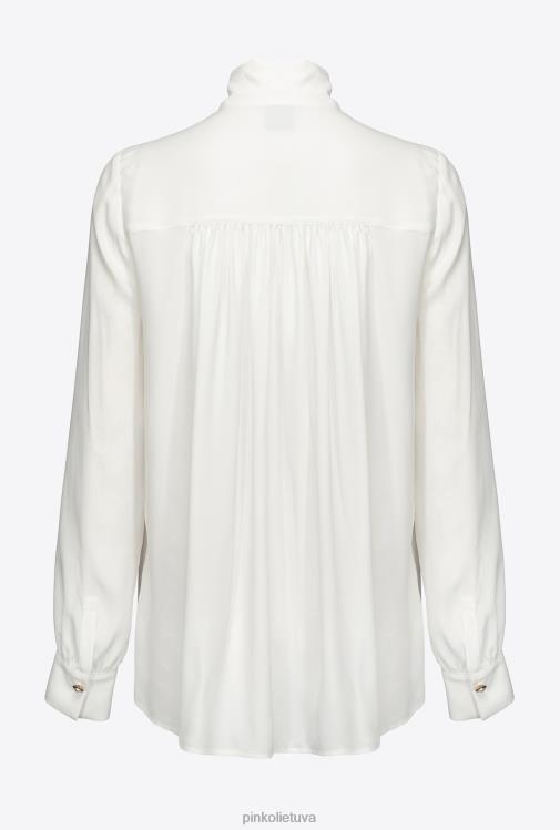 marškiniai | DH06P267 šilko mišinio pūlingi marškinėliai Pinko sniego baltumo