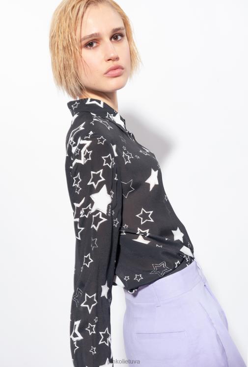 marškiniai | DH06P268 žvaigždės rašto marškinėliai Pinko juoda/pilka/balta