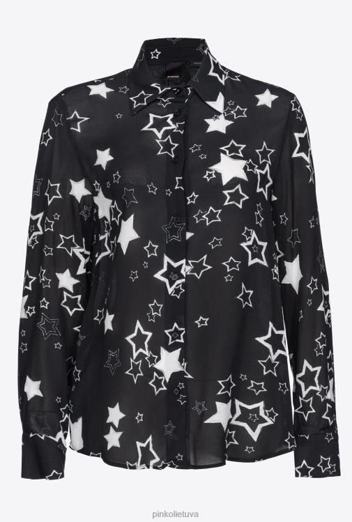 marškiniai | DH06P268 žvaigždės rašto marškinėliai Pinko juoda/pilka/balta